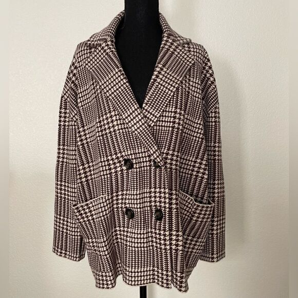 NWT Zara Houndstooth Knit Blazer - Picture 1 of 13
